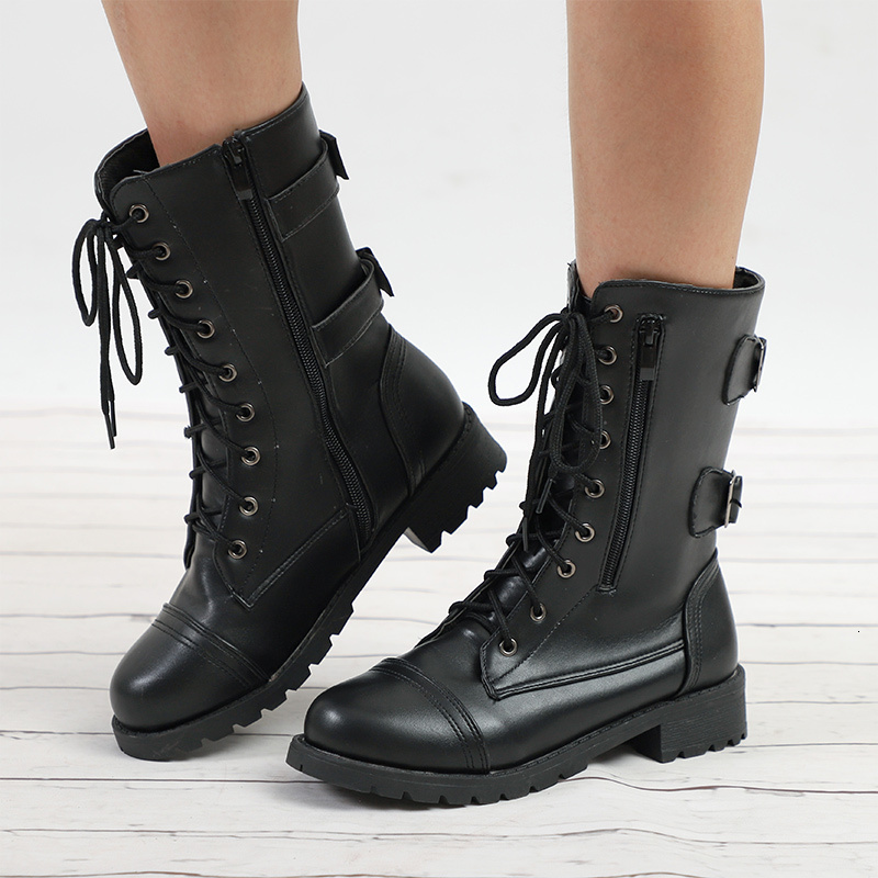 2021 New Women Autumn Mid Calf Boots Lace Up Punk Motorcycle Boot Plus Size Buckle Strap Ladies Low Heel Shoes 70sy, Black
2021 New Women Autumn Mid Calf Boots Lace Up Punk Motorcycle Boot Plus Size Buckle Strap Ladies Low Heel Shoes 70sy, Black