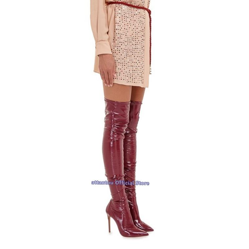 Thin High Heeled Pointed Toe Boots Women Stretch Leather Slim Fit Autumn Winter Slip On Over The Knee Thigh High Boots, As showed color
Thin High Heeled Pointed Toe Boots Women Stretch Leather Slim Fit Autumn Winter Slip On Over The Knee Thigh High Boots, As showed color
