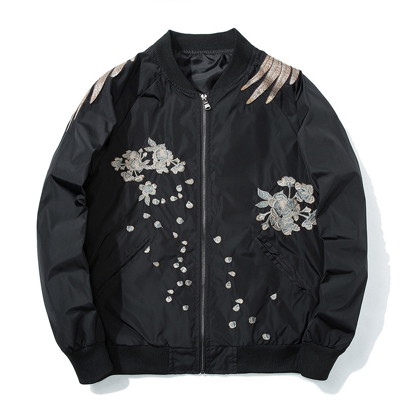 Spring Pilot Bomber Jacket Men Women Bird Embroidery Baseball Jacket Fashion Casual Youth Couples Coat Japan Streetwear LJ201215