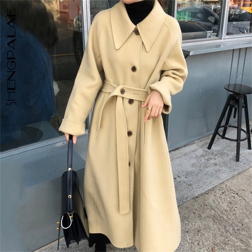 SHENGPALAE Korean Autumn Womsn' Overcoat Elegant Turn-down Collar Single-breasted Belt Long-sleeved Woolen Coat ZT1139 201110, Black
SHENGPALAE Korean Autumn Womsn' Overcoat Elegant Turn-down Collar Single-breasted Belt Long-sleeved Woolen Coat ZT1139 201110, Black