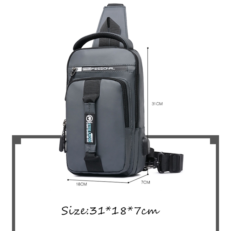 Work Crossbody Bags Men USB Charging Pack Short Trip Messengers Chest Water Repellent Shoulder Bag Male Y201224