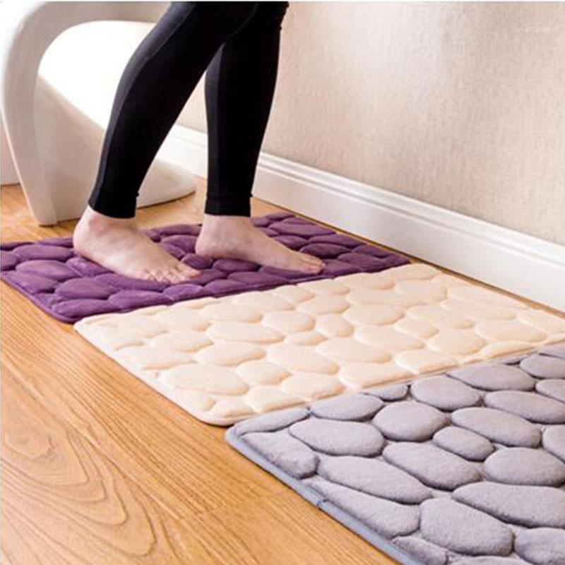 

Cobblestone Embossed Carpet Bedroom Mat Stone Pattern 3d Door Mat Kitchen Bathroom Water Absorption Anti-Slip1