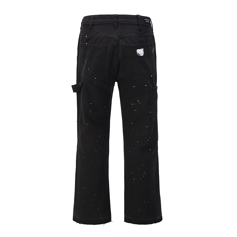 Men's Graffiti Painted Wide Leg Flare Pants Streetwear Casual Jeans Haruku Washed Retro Loose Denim Trousers