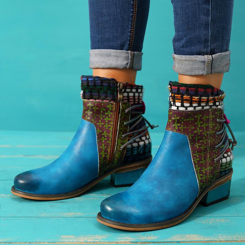 2021 Women Ankle Boots Mid Med Heels Round Toe Bohemia Shoes Woman Chaussure Zapatos Mujer Gladiator PU Leather Ethic Booties, Blue
2021 Women Ankle Boots Mid Med Heels Round Toe Bohemia Shoes Woman Chaussure Zapatos Mujer Gladiator PU Leather Ethic Booties, Blue
