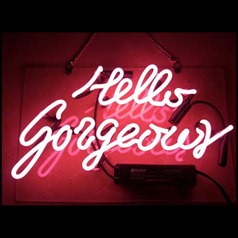 

Hello Gorgeous Real Glass Handmade Neon Wall Signs for Room Decor Home Bedroom Girls Pub Hotel Beach Cocktail Recreational Game