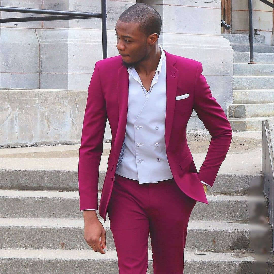 Fuia Two Pieces Mens Suits Slim Fit Wedding Grooms Tuxedos Notched Lapel Formal Blazer Custom Made Prom Suit (Jacket+Pants)