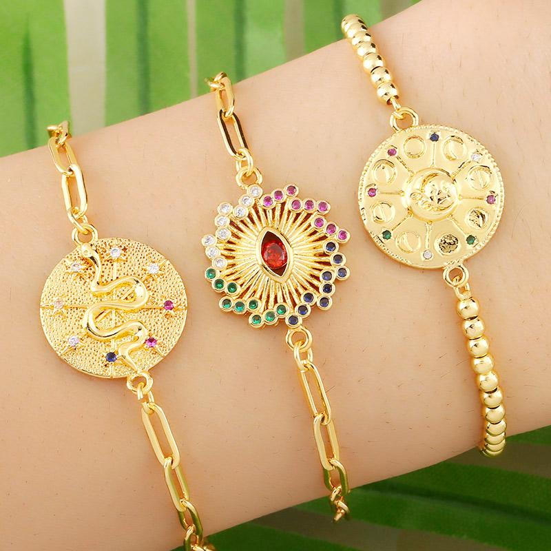 Multicolor Evil Eye Bracelets For Women Round Moon And Sun Snake Charm Bracelet CZ Zirconia Gold Chain Turkish Jewelry brtc54
Multicolor Evil Eye Bracelets For Women Round Moon And Sun Snake Charm Bracelet CZ Zirconia Gold Chain Turkish Jewelry brtc54