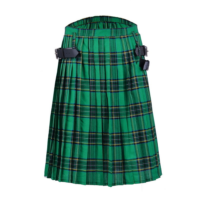 JODIMITTY Mens Kilt Traditional Plaid Belt Pleated Bilateral Chain Brown Gothic Punk Scottish Tartan Trousers Y200403