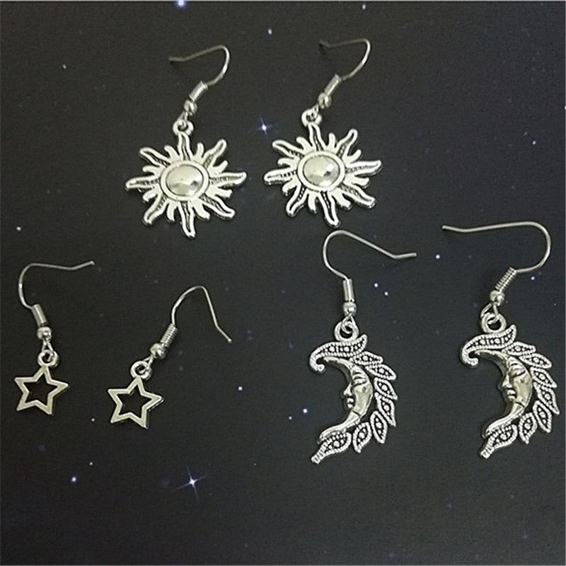 3 Pairs of Sun Earrings, Moon Earrings and Star Earrings, Boho Cute earrings Space Jewelry
3 Pairs of Sun Earrings, Moon Earrings and Star Earrings, Boho Cute earrings Space Jewelry