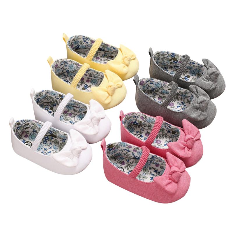 

Baby Girls Toddler Shoes Bowknot Princess Shoes Soft Sole Anti-Slip Mary Jane Flats Infant Solid Color Casual -18 Months