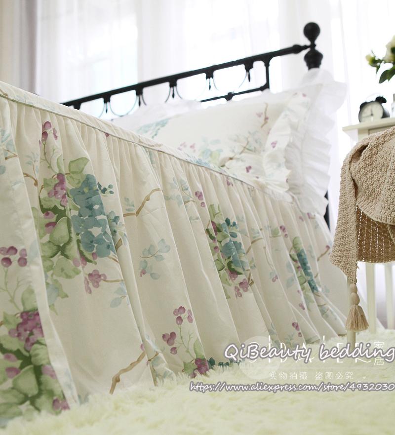 Elegant pastoral purple grape bed skirt cotton lotus leaf lace bedding duvet cover set for home, As pic
Elegant pastoral purple grape bed skirt cotton lotus leaf lace bedding duvet cover set for home, As pic
