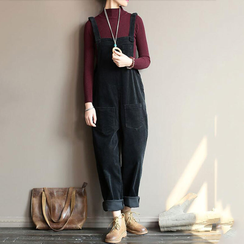 Winter Autumn and Corduroy Bib Female Literary Wild Radish Loose Pants Overalls Free Leg Kz1i, Black
Winter Autumn and Corduroy Bib Female Literary Wild Radish Loose Pants Overalls Free Leg Kz1i, Black