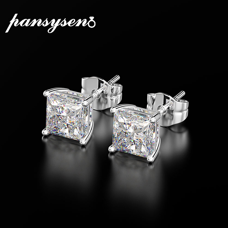 Stud Earrings Classic 6MM 7MM 8MM Square Created Moissanite Wedding Engagement For Women 925 Silver Fine Jewelry Gifts