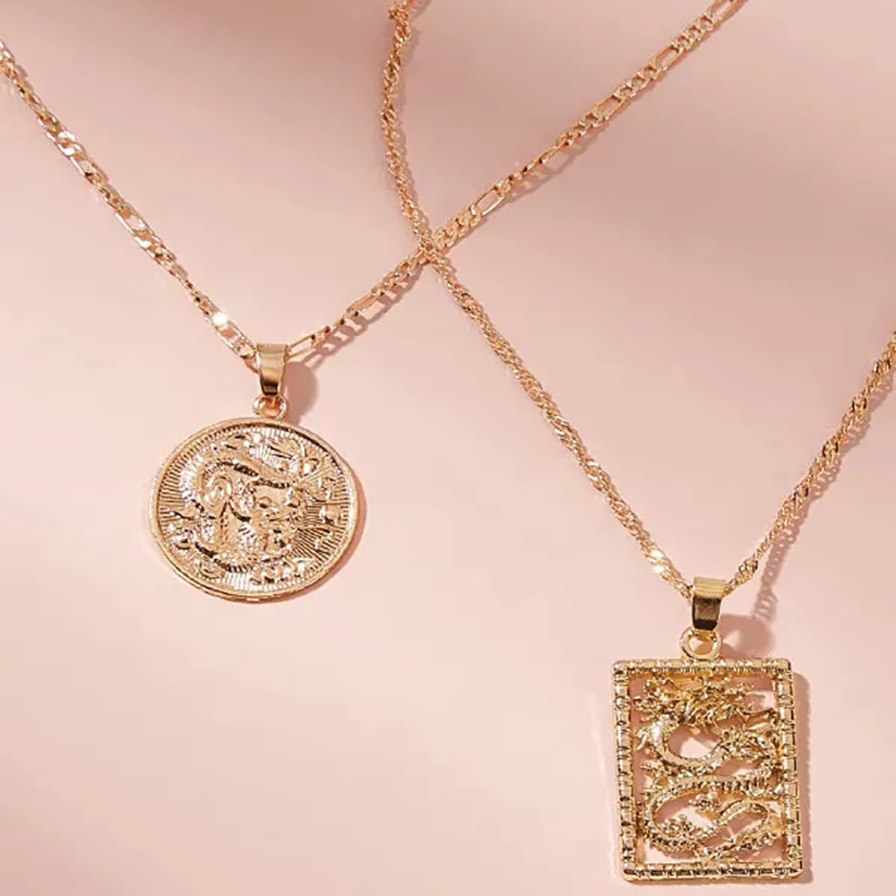 Bohemia Portrait Alloy Gold Coin Pendant Necklaces For Women Vintage Rose Fashion Long Necklace Jewelry Gifts