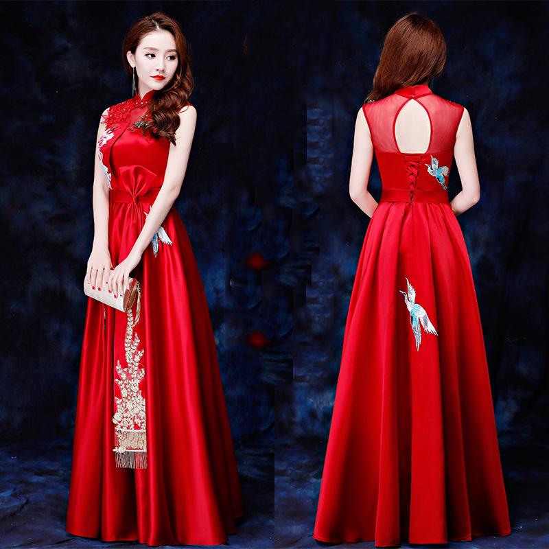 Asian Bride Wedding Evening Party Dress Vintage Red Chinese Style Cheongsam Exquisite Embroidery Flower Qipao Sexy Vestidos
Asian Bride Wedding Evening Party Dress Vintage Red Chinese Style Cheongsam Exquisite Embroidery Flower Qipao Sexy Vestidos