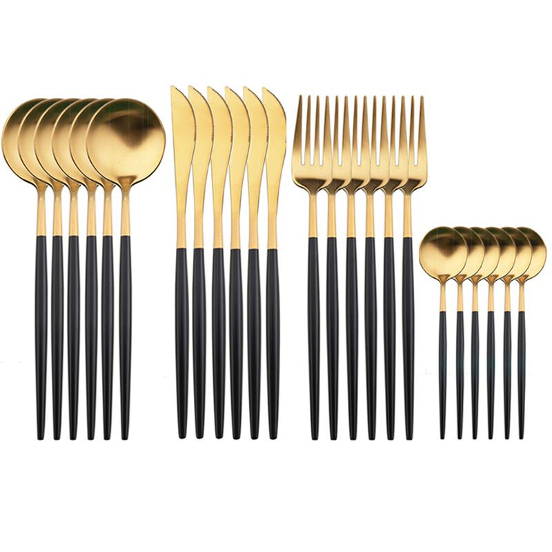 4/24 Pcs Dinner Set Cutlery Dinnerware Sets 18/10 Stainless Steel Western Tableware Knife Fork Spoon Black Gold Flatware
4/24 Pcs Dinner Set Cutlery Dinnerware Sets 18/10 Stainless Steel Western Tableware Knife Fork Spoon Black Gold Flatware