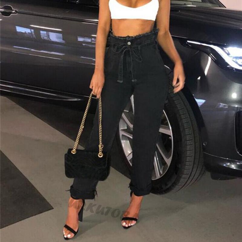 Women Pencil Drawstring Elastic Casual Denim Skinny Pants High Waist Jeans Trousers, Blue 
Women Pencil Drawstring Elastic Casual Denim Skinny Pants High Waist Jeans Trousers, Blue
