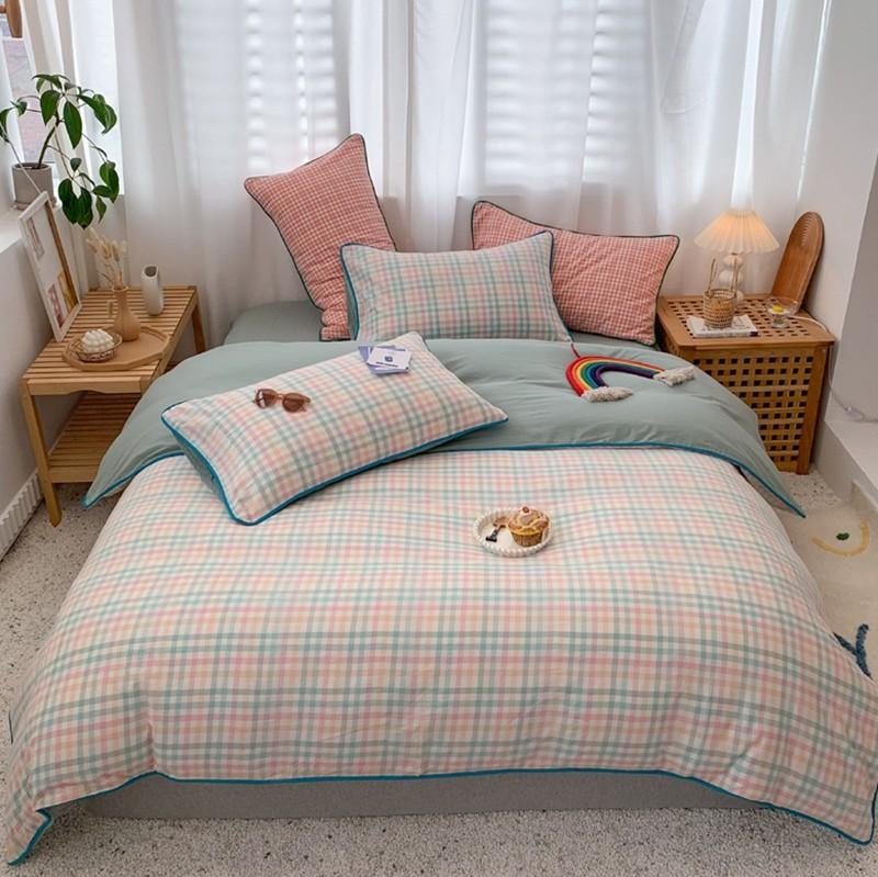 Washed Cotton Ultra Soft Duvet Cover Set Girls Gingham Plaid Geometric Bedding set Bed sheet Pillowcases Queen King size 4Pcs, Color 6
Washed Cotton Ultra Soft Duvet Cover Set Girls Gingham Plaid Geometric Bedding set Bed sheet Pillowcases Queen King size 4Pcs, Color 6