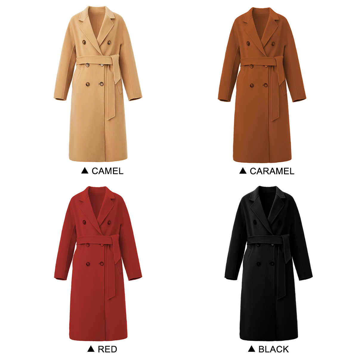 JAZZEVAR Atumn Winter New Arrival Women Hand-sewn Double breasted Coat High Quality Double-faced Wool Outerwear For Lady 201216