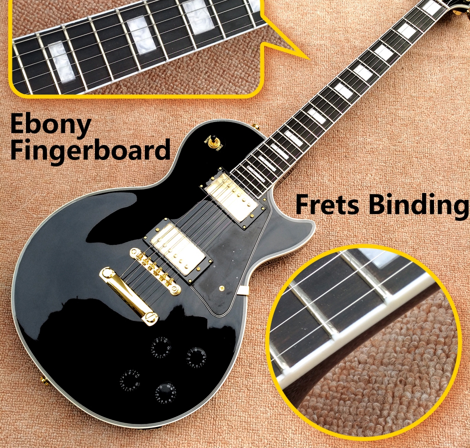 Promotion! Custom Shop Black Beauty Gloss Black Electric Guitar Ebony Fingerboard & Fret Bindings, Humbucker Pickups, Black Pickguard
Promotion! Custom Shop Black Beauty Gloss Black Electric Guitar Ebony Fingerboard & Fret Bindings, Humbucker Pickups, Black Pickguard