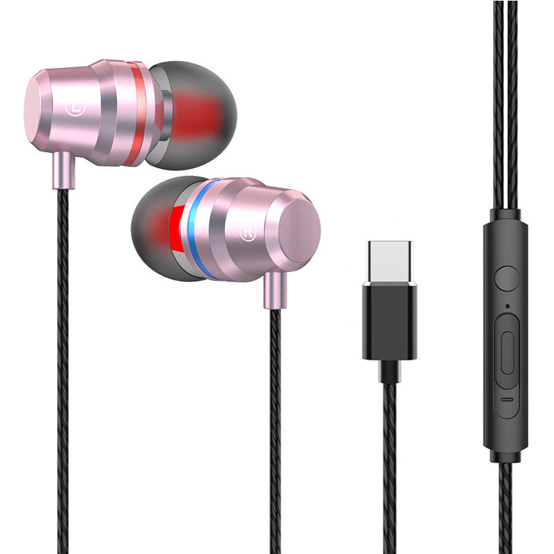 Metal Super Bass Type-C Earphone Wired in-ear Sports Earphones for Huawei P30 pro Xiaomi Oneplus Stereo Headset With Mic High Quality
