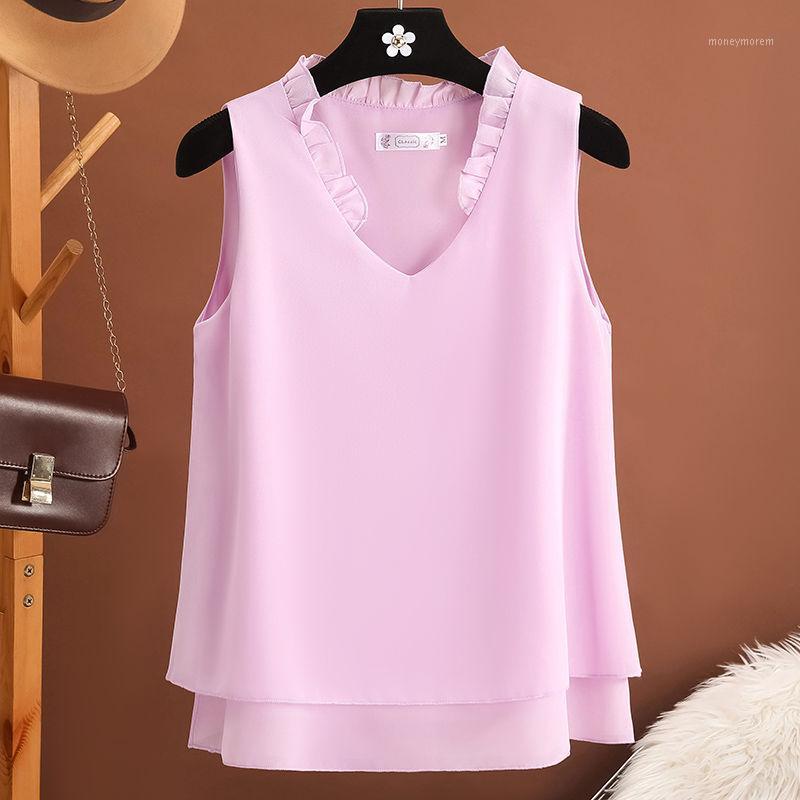 2020 New Fashion Women's blouse Tops Summer sleeveless Chiffon shirt Pink V-neck Casual blouse Plus Size 3XL Loose Female Top1, Black
2020 New Fashion Women's blouse Tops Summer sleeveless Chiffon shirt Pink V-neck Casual blouse Plus Size 3XL Loose Female Top1, Black