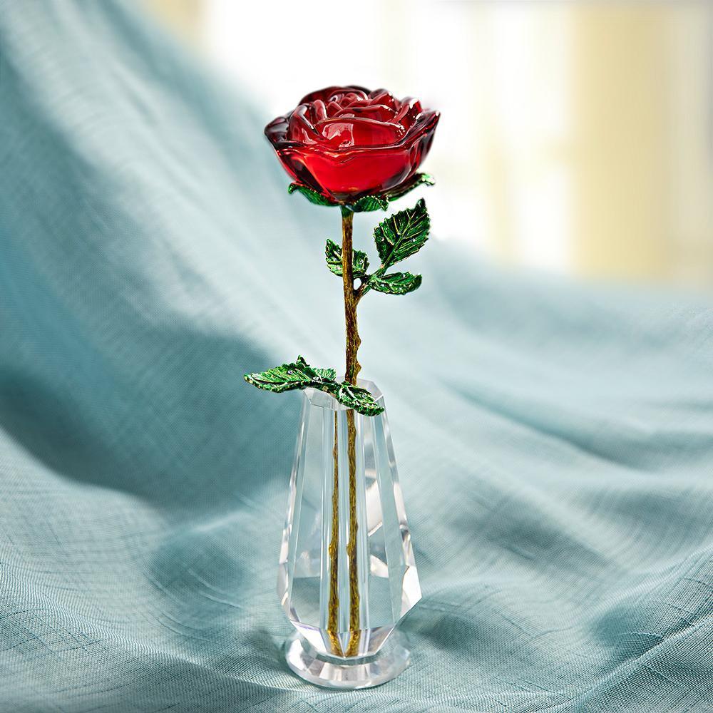H&D 12 Styles Crystal Red Flower Figurines Spring Bouquet Sculpture Ornament Souvenir Collectible Gift Home Decor Wedding Favors T200710
