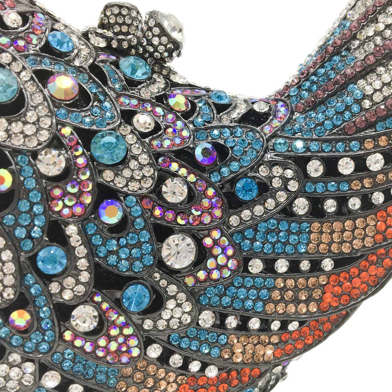 Boutique De FGG Multicoloured Bird Shape Women Crystal Evening Clutch Bags for Wedding Party Purses and Handbags 220211