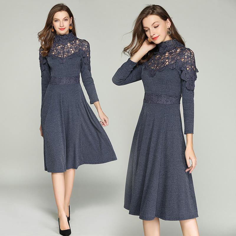New Elegant Vintage Fashion Women Lace Knitted Patchwork Slim Tunic High Waist Evening Party Dress Lady Long Sleeve Dresses, Blue
New Elegant Vintage Fashion Women Lace Knitted Patchwork Slim Tunic High Waist Evening Party Dress Lady Long Sleeve Dresses, Blue