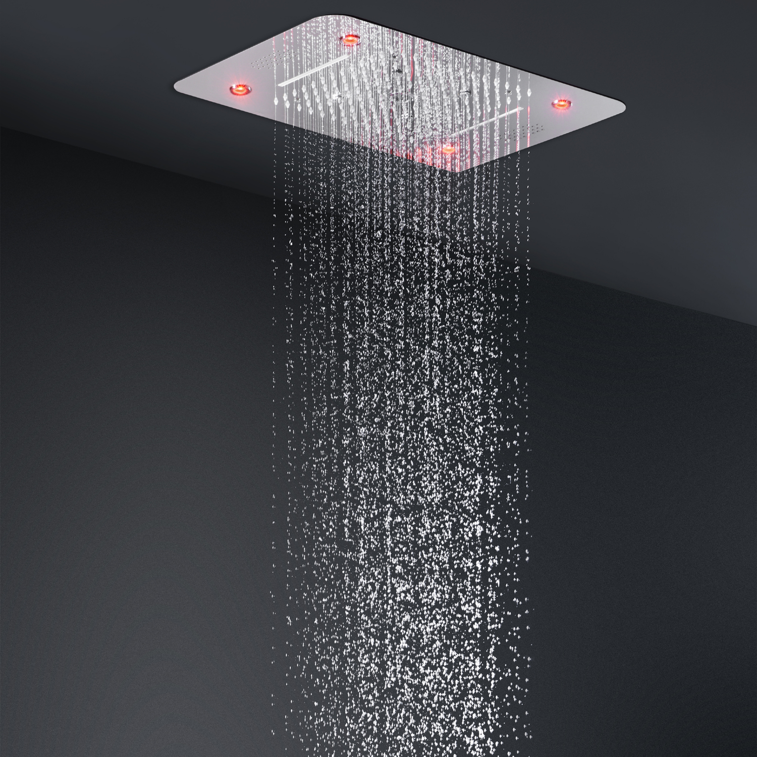 Bathroom Bluetooth Music LED Shower Set Embedded Ceiling Mounted Waterfall Ranfall ShowerHead 580*380MM Thermostatic Faucets