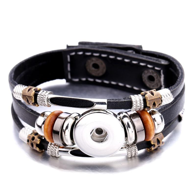 Charm Bracelets Black Leather 18mm Snap Button Bracelet For Snaps Jewelry Handmade Braided Punk Bangles With Beads
Charm Bracelets Black Leather 18mm Snap Button Bracelet For Snaps Jewelry Handmade Braided Punk Bangles With Beads