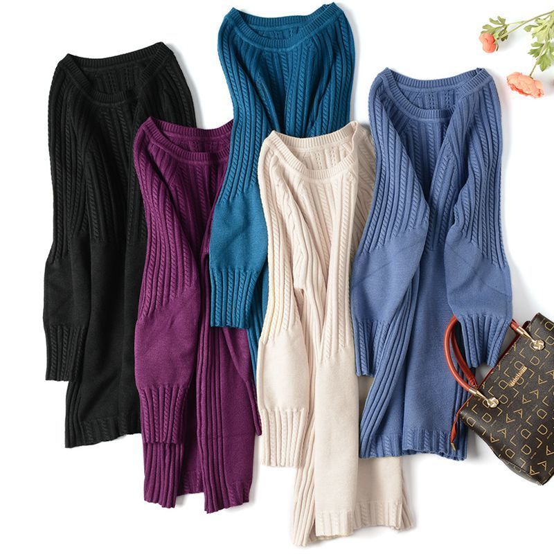 GIGOGOU Medium Long Women's Sweater Cable Twist O Neck Pullovers Top Soft Female Thick Warm Jumper Elegant Knitear Pull Femme 201017