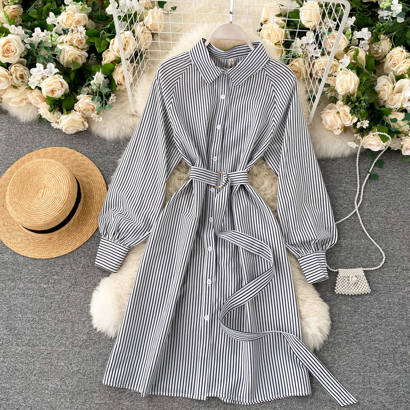 2021 New retro female singiny stripe shirt solid collar office dresses fall fashion streetwear a-line dress XHGU, Black
2021 New retro female singiny stripe shirt solid collar office dresses fall fashion streetwear a-line dress XHGU, Black