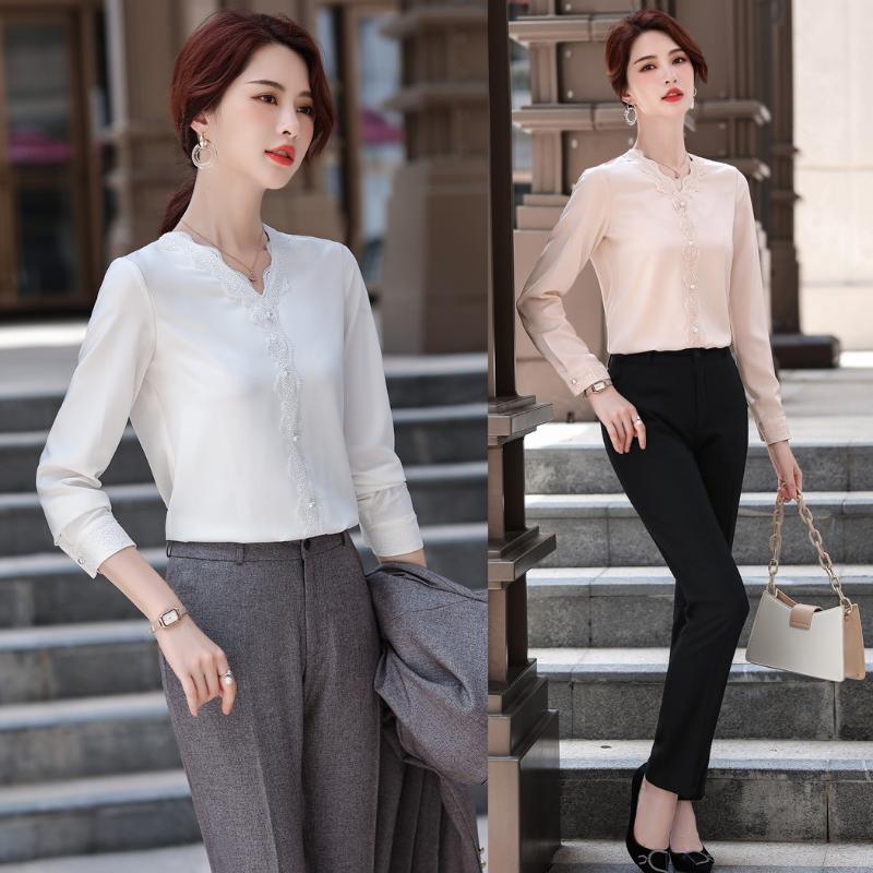 Women Blouses & Shirts White Long Sleeve Ladies 2 Piece Pant and Tops Sets Pantsuits Office Uniform Styles, Blouse only
Women Blouses & Shirts White Long Sleeve Ladies 2 Piece Pant and Tops Sets Pantsuits Office Uniform Styles, Blouse only