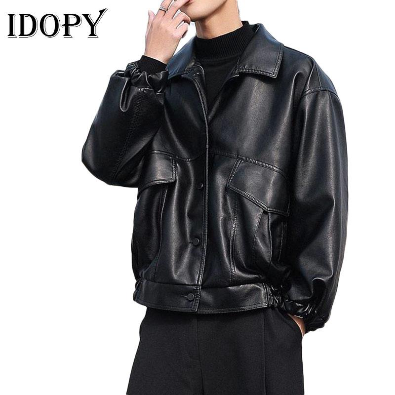 Idopy Mens Loose Style Jacket Motorcycle Biker Leather Jacket Men Fashion Leather Coats Male Bomber, Black
Idopy Mens Loose Style Jacket Motorcycle Biker Leather Jacket Men Fashion Leather Coats Male Bomber, Black