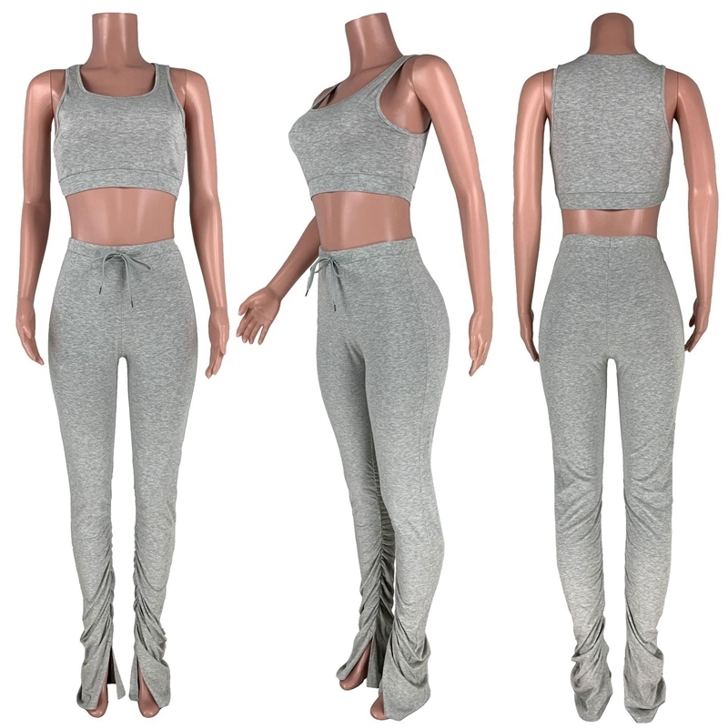 Joggers Tracksuits Women Set Summer Sport Fitness Gym Stacked Sweatpants Leggings Set Casual 2 Piece Sets Womens Outfits Pants T200616