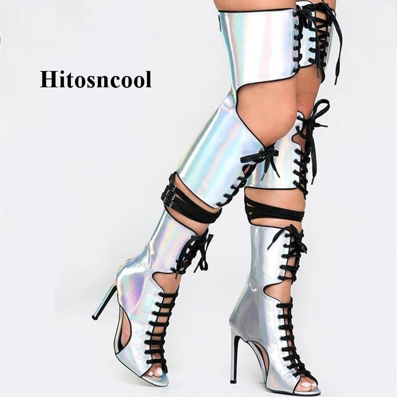 Women Summer Over The Knee Sandal Boots Cut Out Sexy Ladies Peep Toe High Heels Shoes Woman Lace Up Gladiator Sandals Boots1, Silver
Women Summer Over The Knee Sandal Boots Cut Out Sexy Ladies Peep Toe High Heels Shoes Woman Lace Up Gladiator Sandals Boots1, Silver