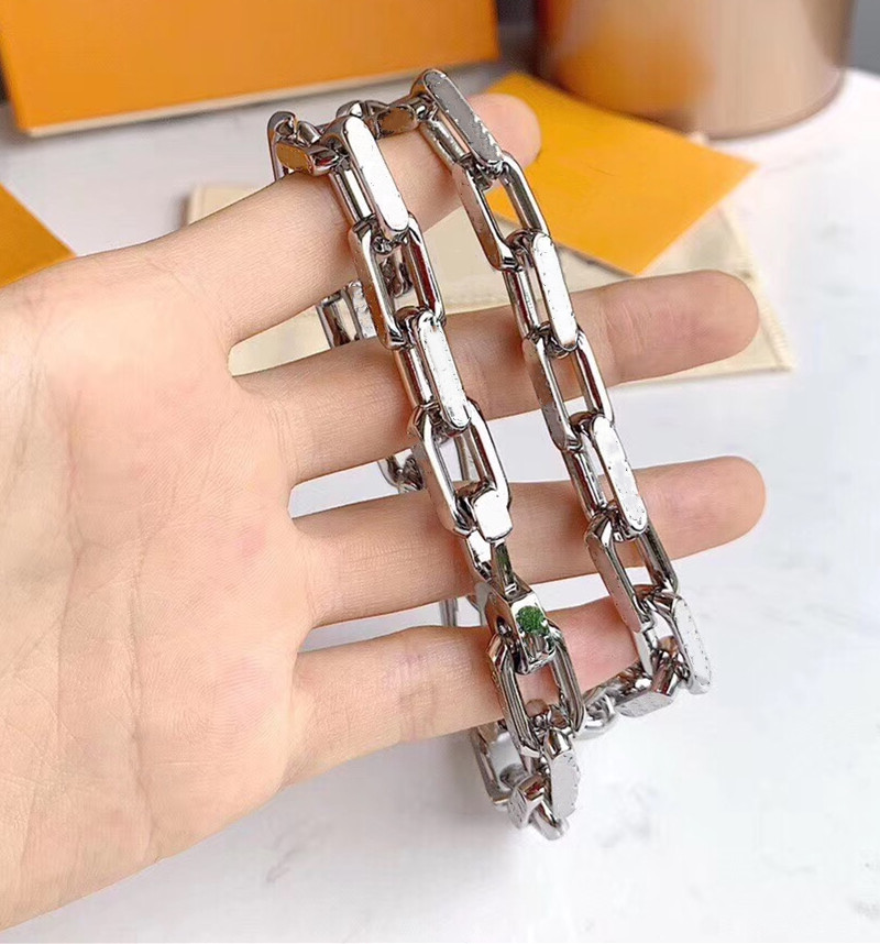 Stainless Steel Necklace Bright Color Silver Necklace All Steel To Make Large Silver Metal 52cm Chain Necklaces for Unisex Jewelry Supply