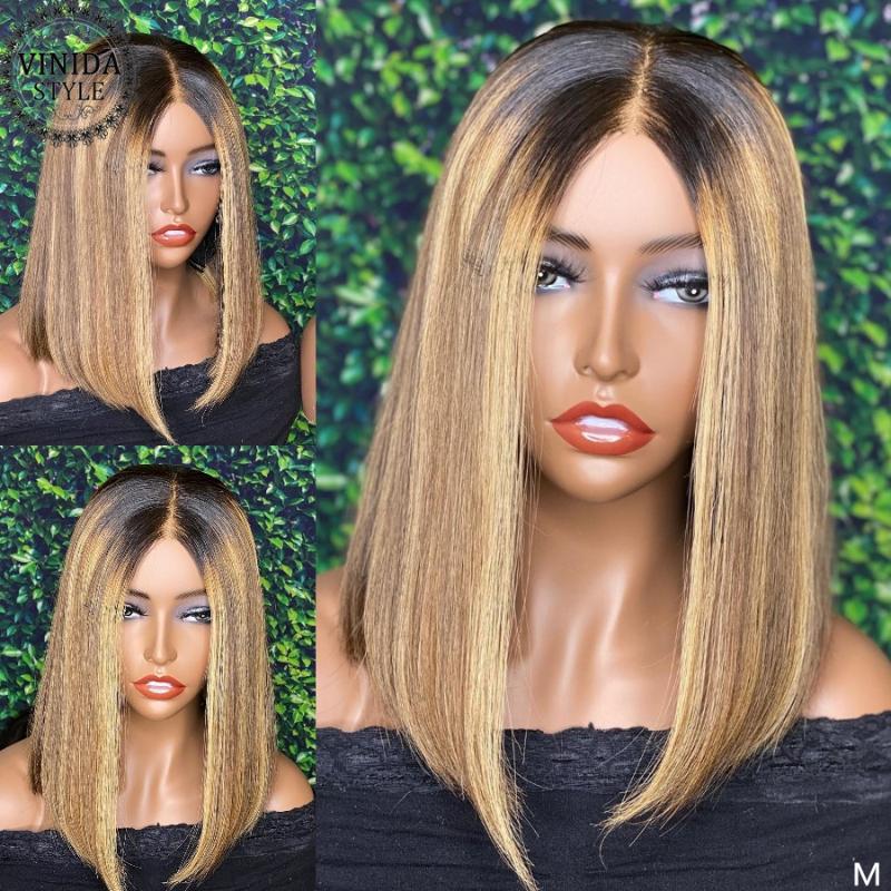 VINIDA STYLE Highlight Bob T-part Lace Front Human Hair Wigs Scalp Top Closure Wigs 130% Density With Baby Hair Non-Remy, Natural color t part
VINIDA STYLE Highlight Bob T-part Lace Front Human Hair Wigs Scalp Top Closure Wigs 130% Density With Baby Hair Non-Remy, Natural color t part