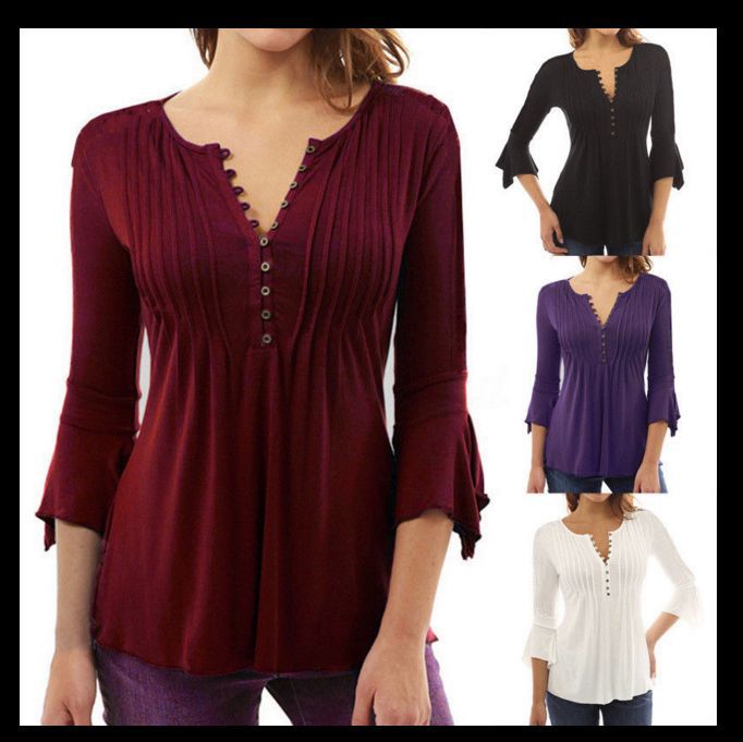 Women Blouse Shirts 2020 Elegant Ruffles Women Tops Plus Size Flare Sleeve Solid Casual Loose Shirt Blusas Feminina, Purple
Women Blouse Shirts 2020 Elegant Ruffles Women Tops Plus Size Flare Sleeve Solid Casual Loose Shirt Blusas Feminina, Purple