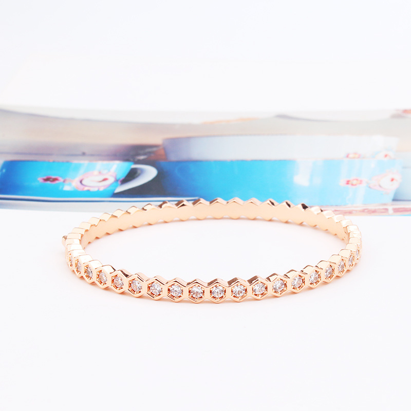 hexagonal design style womens bracelets fashion jewelry friendship bracelets stainless steel bracelets silver rose gold bangle bra