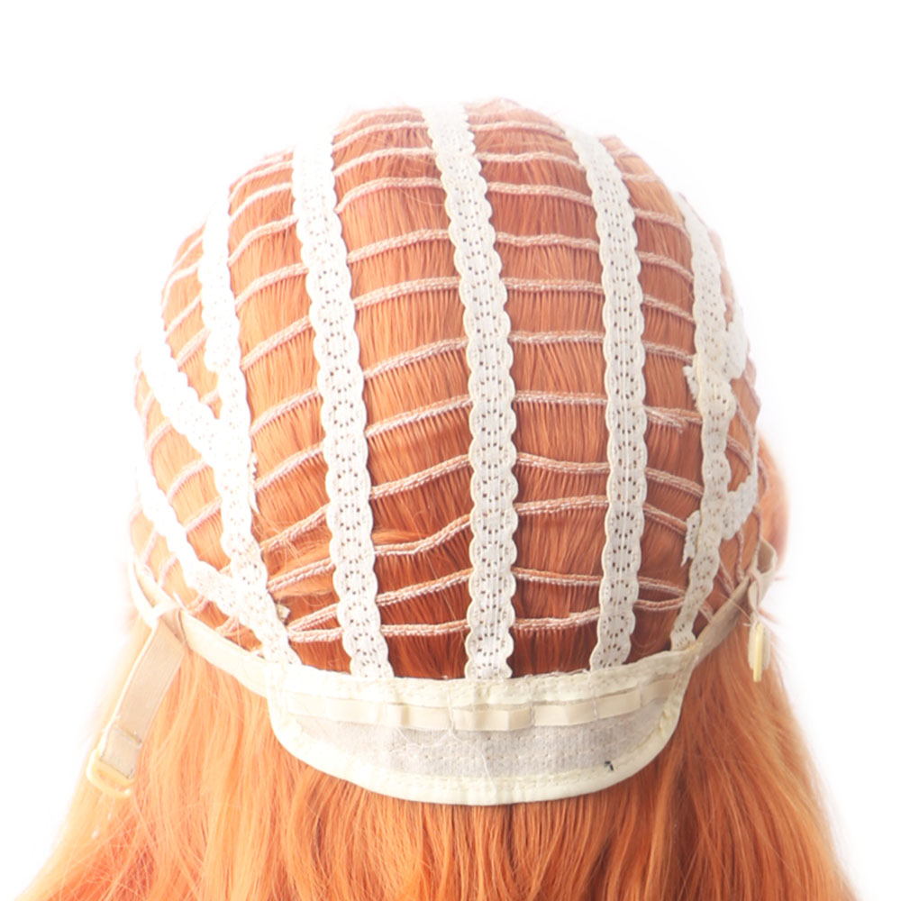 Wool coil curly long synthetic wig orange WoodFestival neat bnags wigs for women high temperature fiber hair cosplay