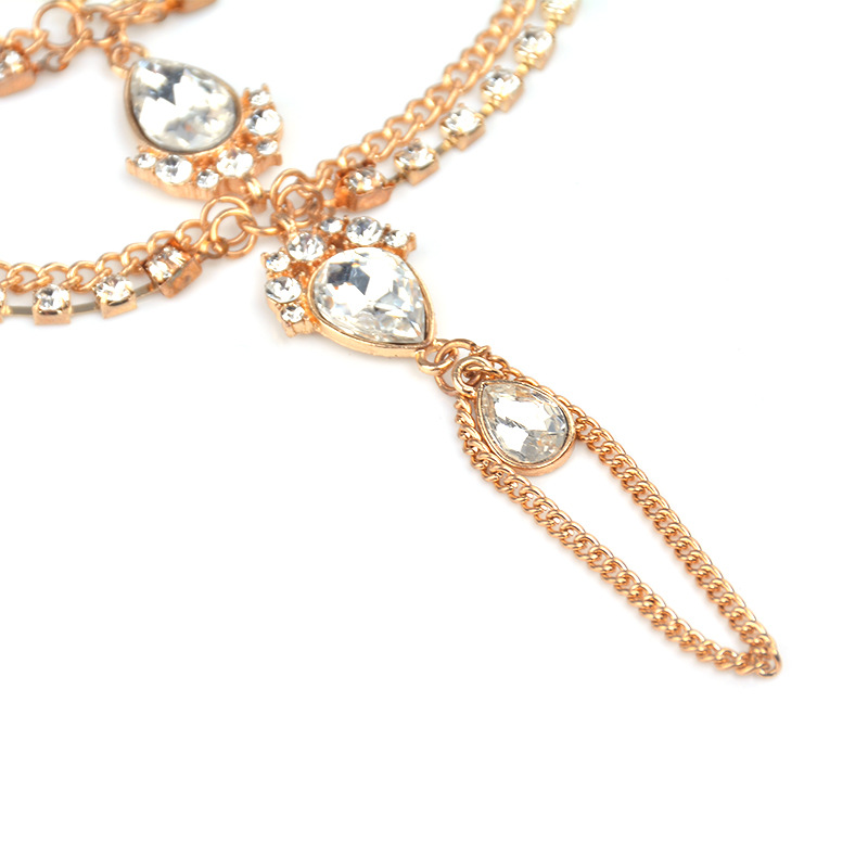 Gypsy Ethnic Barefoot Sandals For Wedding Shoes Water Drop Gemstone and Diamond Handmade Footwear Designer Anklet H0271