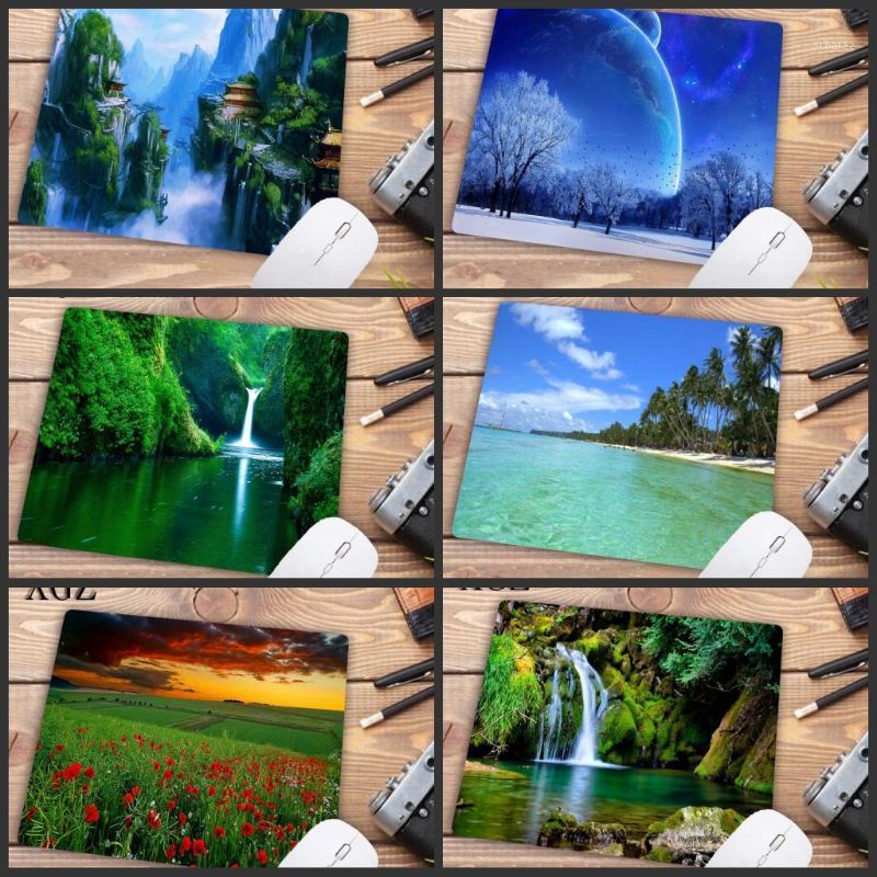 

XGZ Waterfall Tree Landscape Nature Gaming Mouse Pad Rubber PC Computer Gamer Mousepad Desk Mat Table Mat Size 22X18CM Promotion1