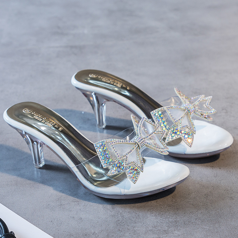 2020-foot hot slippers butterfly-knot woman high-heel shoes clear 6. in summer peep toe crystal slipper, White
2020-foot hot slippers butterfly-knot woman high-heel shoes clear 6. in summer peep toe crystal slipper, White