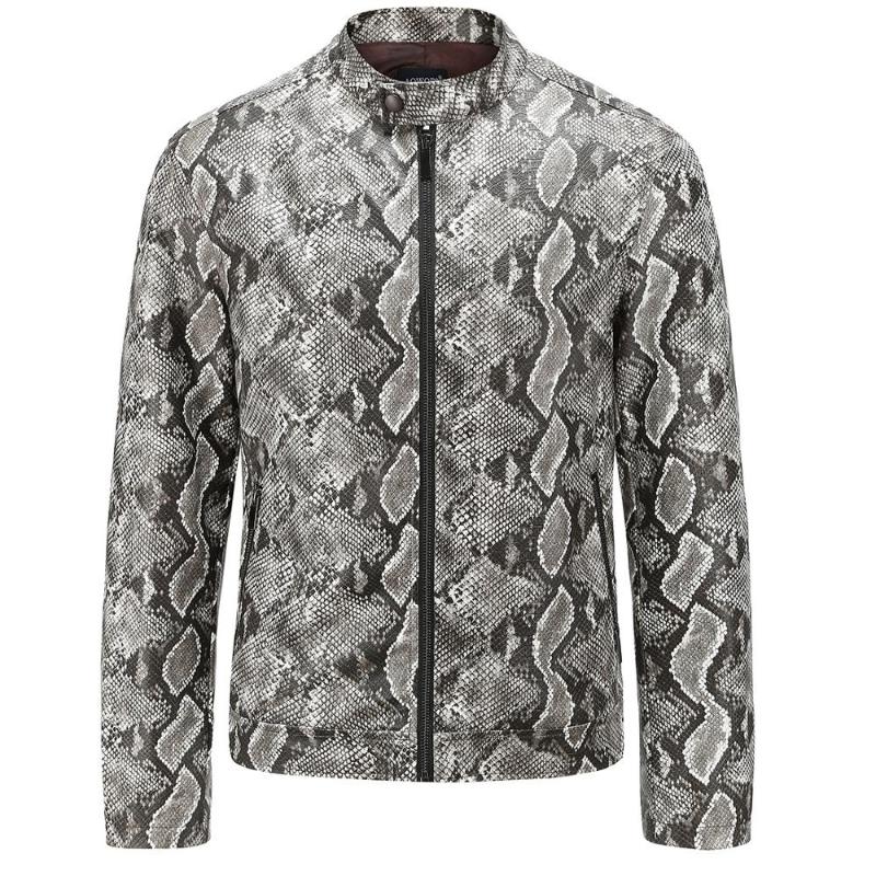 Men' Leather Jacket Special Fashion Snake Crepe Stand Collar Motorcycle Jacket Men Slim Style Leather Men European Size, Snack crepe
Men' Leather Jacket Special Fashion Snake Crepe Stand Collar Motorcycle Jacket Men Slim Style Leather Men European Size, Snack crepe