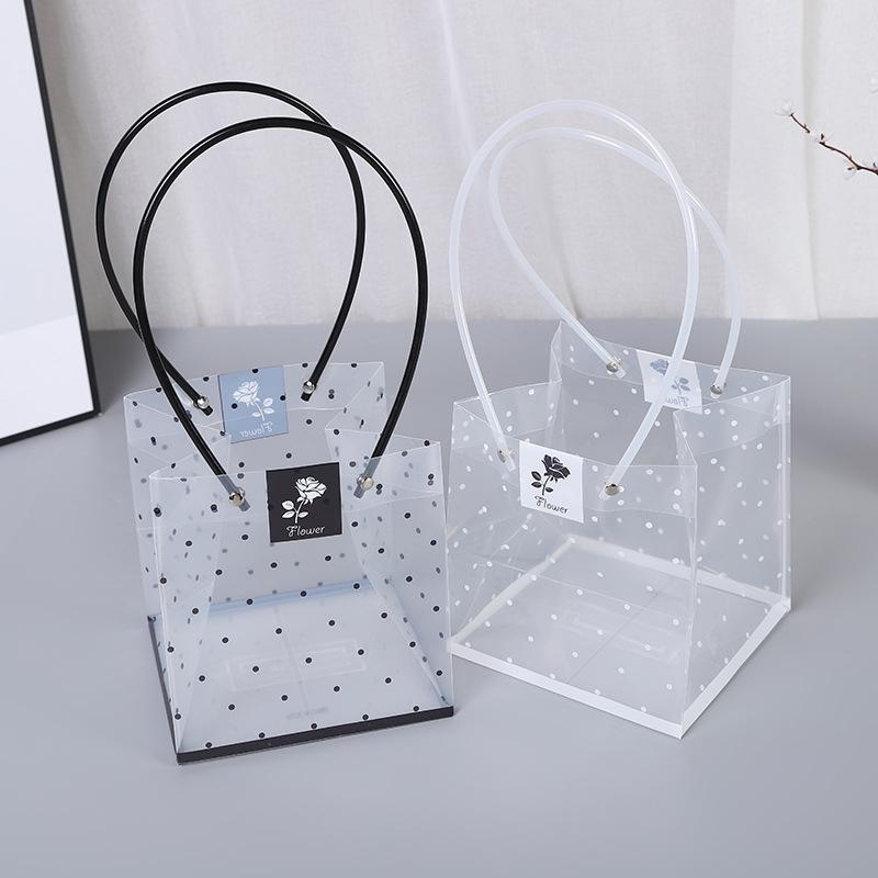 Transparent Flower Packing Bags Plastic PVC Long Clear Tote Flower Bouquet Bagging Portable Gift Bag Rose Florist Decoration