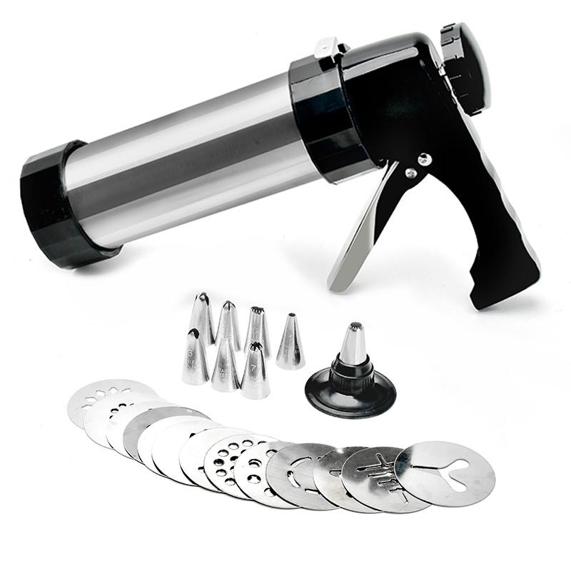 Cookie Press Kit Gun Machine Cookie Making Cake Decoration 13 Press Molds & 8 Pastry Piping Nozzles Tool Biscuit Maker 
Cookie Press Kit Gun Machine Cookie Making Cake Decoration 13 Press Molds & 8 Pastry Piping Nozzles Tool Biscuit Maker