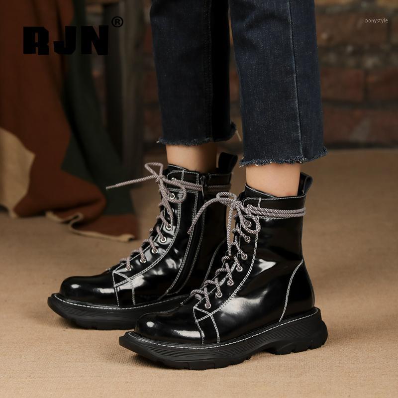 RJN Genuine Leather Boots Fashion Cross-tied Round Toe Ladies Ankle Boots Winter Warm Wool Flat With Women Shoes RO5211, Black 
RJN Genuine Leather Boots Fashion Cross-tied Round Toe Ladies Ankle Boots Winter Warm Wool Flat With Women Shoes RO5211, Black