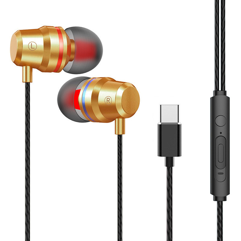 Metal Super Bass Type-C Earphone Wired in-ear Sports Earphones for Huawei P30 pro Xiaomi Oneplus Stereo Headset With Mic High Quality